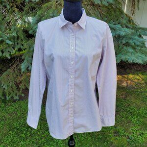 J Crew Haberdashery Purple & White Pin Stripe Fitted Button Down Shirt Size L